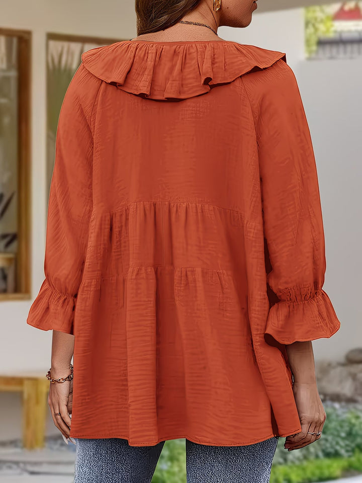 Elegant Ruffled Neckline Blouse for Women