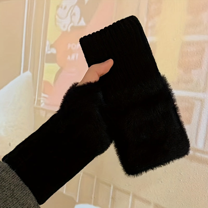 Fingerlose Winterhandschuhe Damen