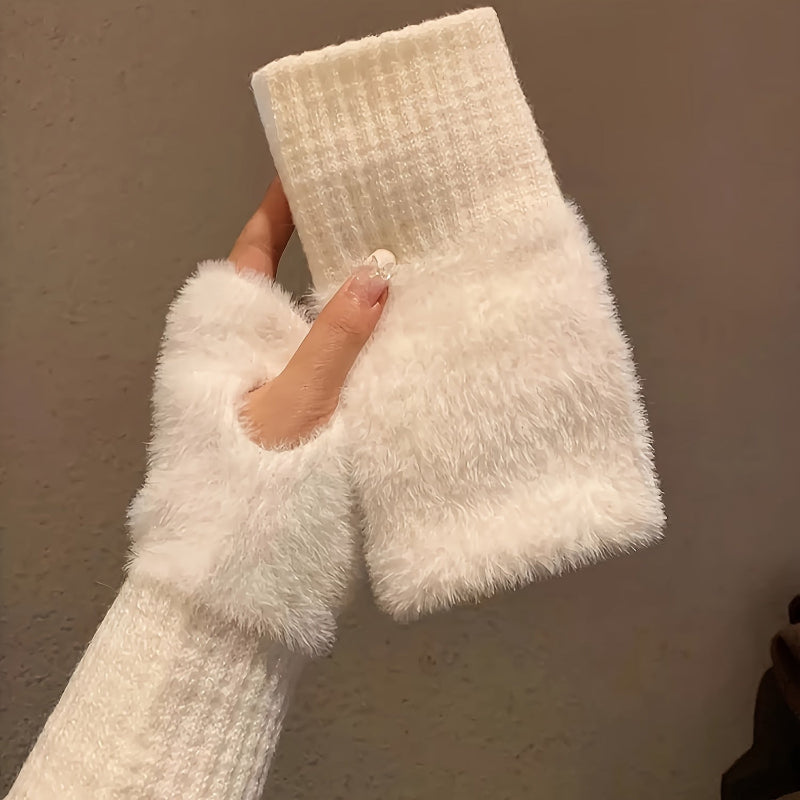 Fingerlose Winterhandschuhe Damen
