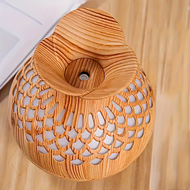 USB Luftbefeuchter mit Lampe – Holzoptik Blütendesign für Zuhause & Büro