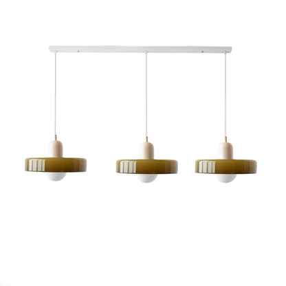 LED Pendelleuchte mit farbigen Glasschirmen für Wohnzimmer und Esszimmer