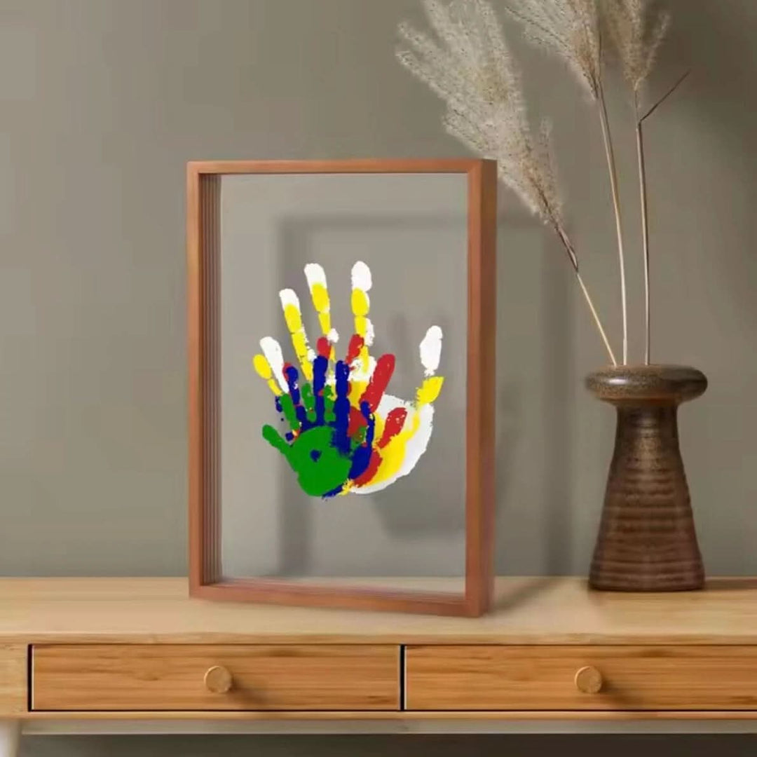 Babyabdruck Rahmen aus Holz mit Ton für Hand- und Fußabdrücke