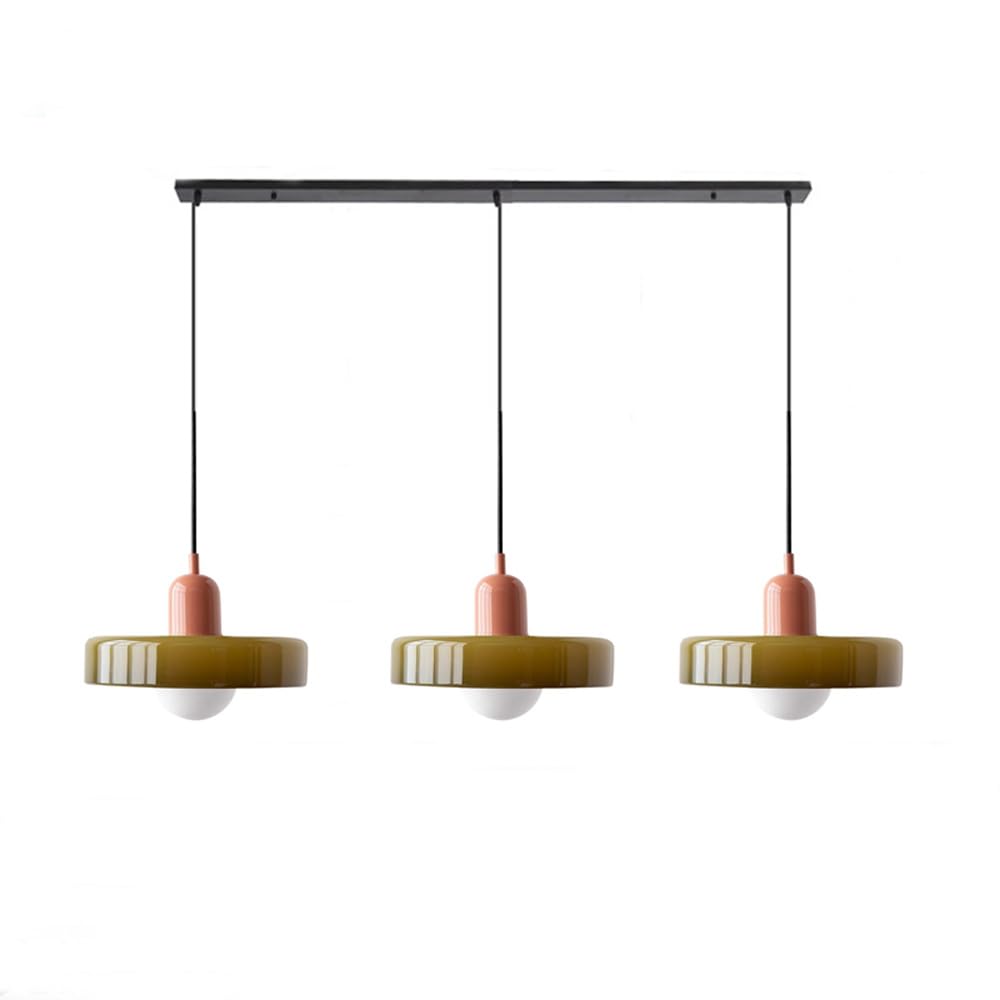 LED Pendelleuchte mit farbigen Glasschirmen für Wohnzimmer und Esszimmer