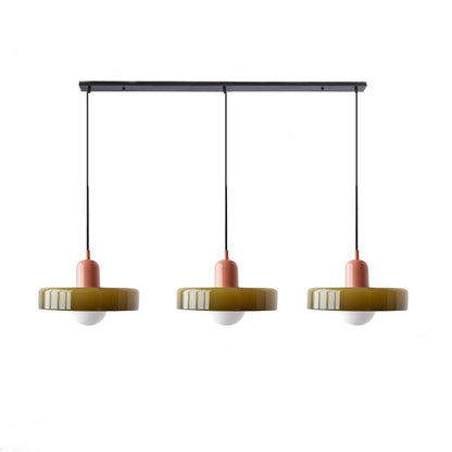 LED Pendelleuchte mit farbigen Glasschirmen für Wohnzimmer und Esszimmer