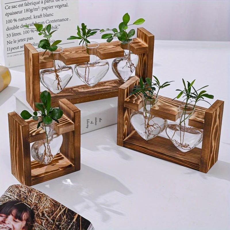 Holzherz Vase Dekorativer Blumentopf