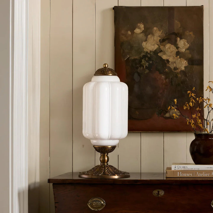 Table Lamp Glass Textured Cream Retro Design