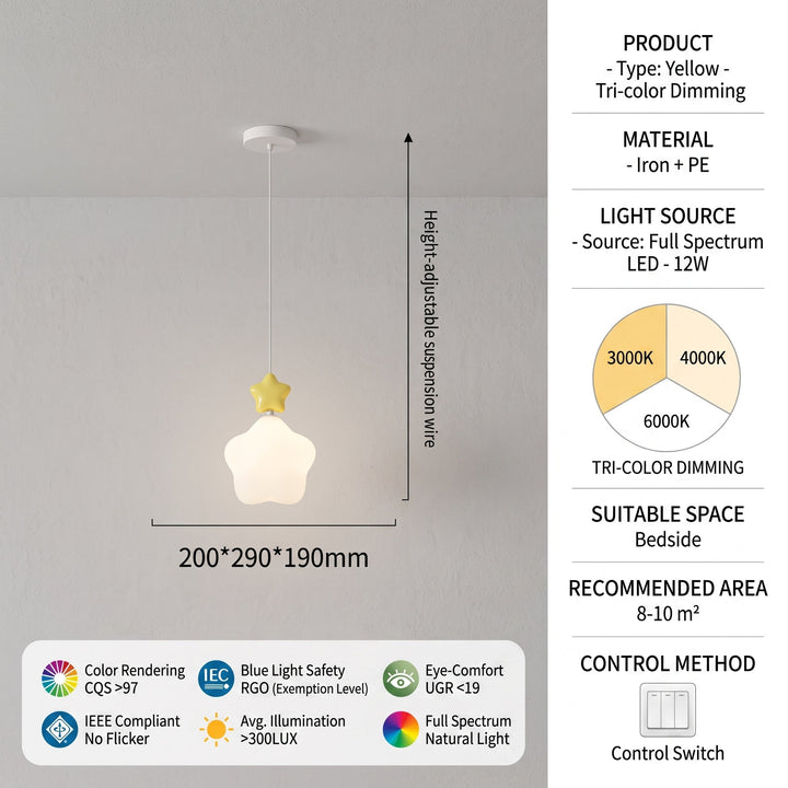 LED-Nachtlicht als Pendelleuchte mit Wolken- und Sternoptik