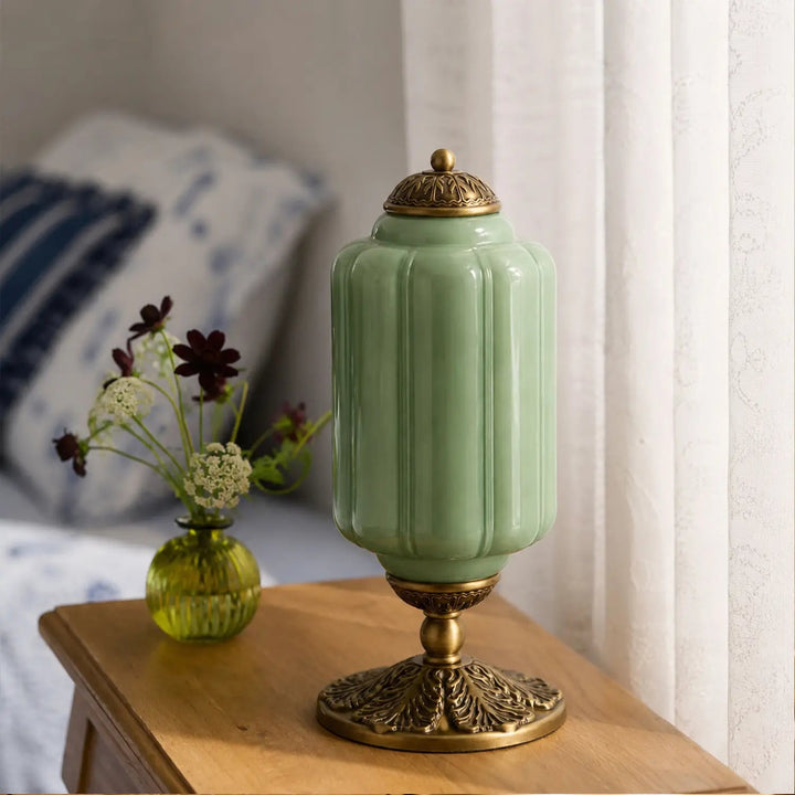 Table Lamp Glass Textured Cream Retro Design