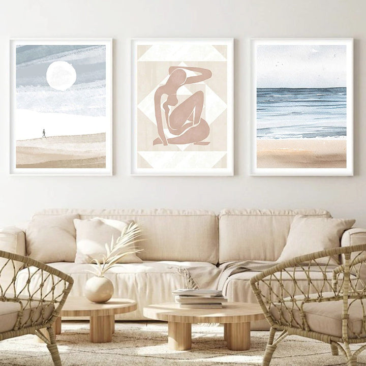 Leinwand-Wandkunst Boho Aquarelldruck-Set