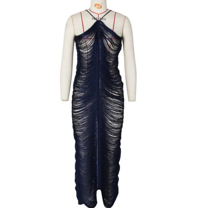 Women’s Elegant Long Dress with Sophisticated Slit and Collar
