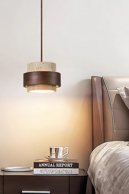 Zylindrische Travertin Pendelleuchte – Modernes Design mit natürlicher Steinstruktur