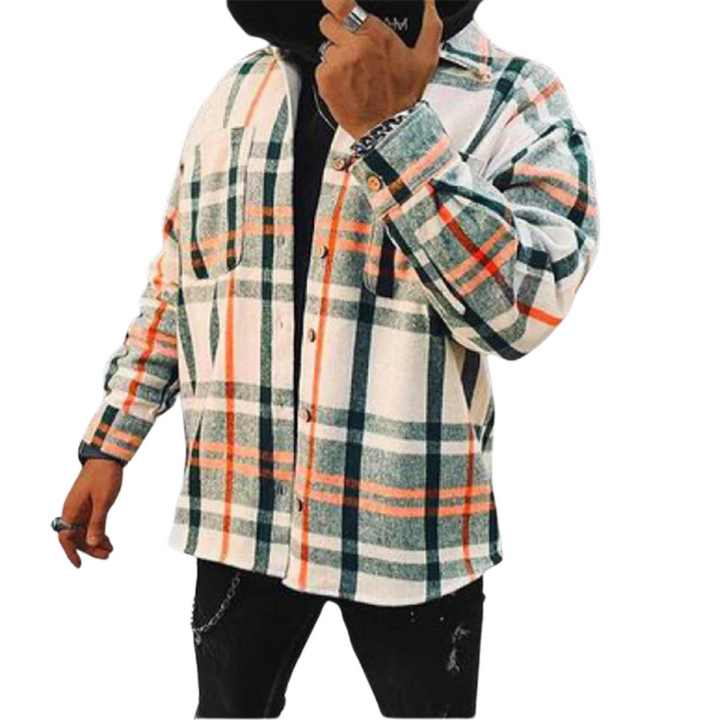 Herren Kariertes Overshirt Mit Knopfleiste