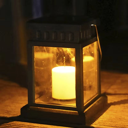 Solarbetriebene Retro-Gartenlaterne mit LED-Kerzenlicht für stimmungsvolle Nächte