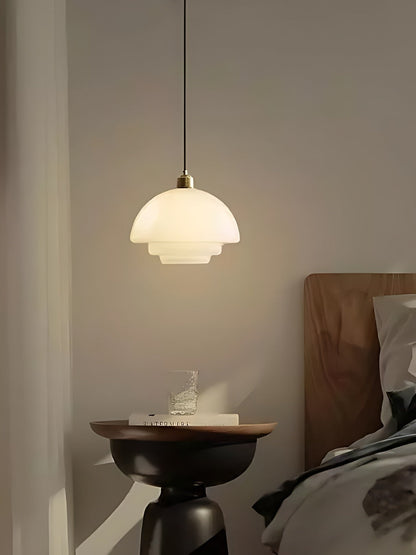 Moderne Milchglas Pendelleuchte – Elegante Hängeleuchte im Mid-Century Design