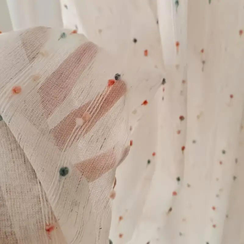 Regenbogen Vorhang Tüll – Bunter Stickerei Vorhang halbtransparent