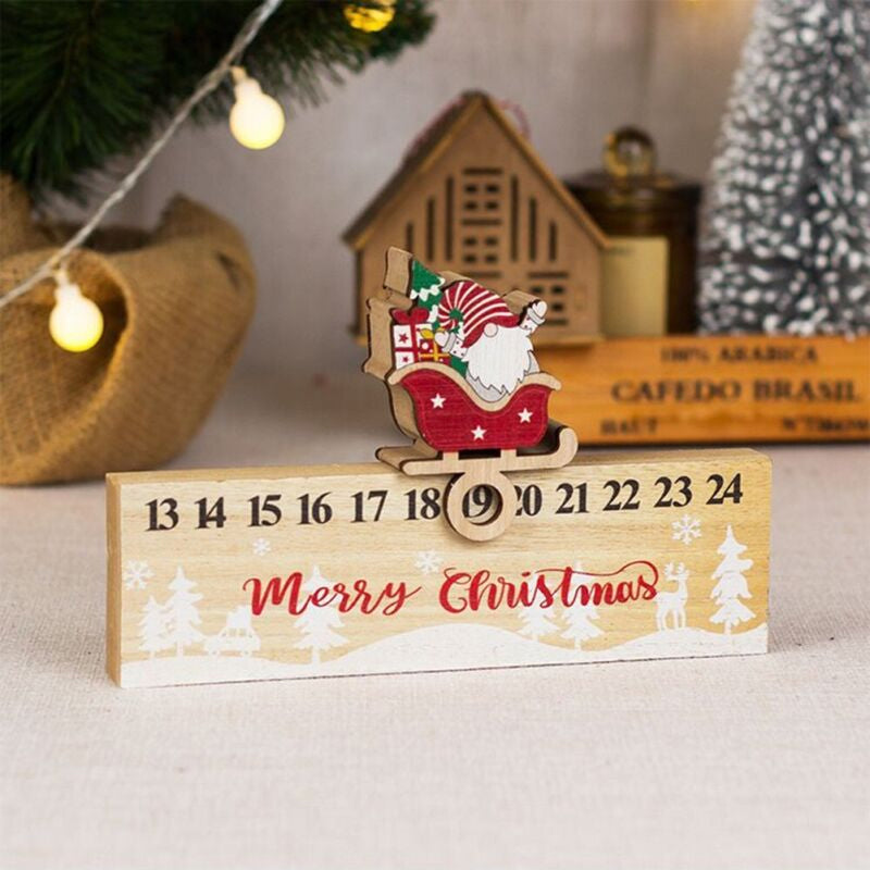 Detailansicht des Weihnachtsmanns am dekorativen Holz-Mobile