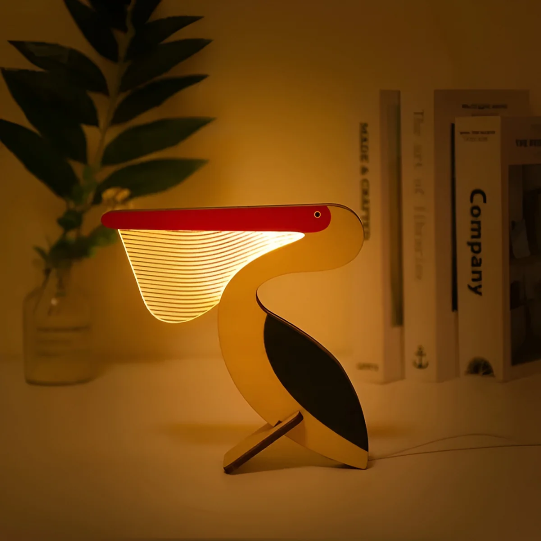 Moderne Holztischlampe für Schreibtisch oder Nachttisch