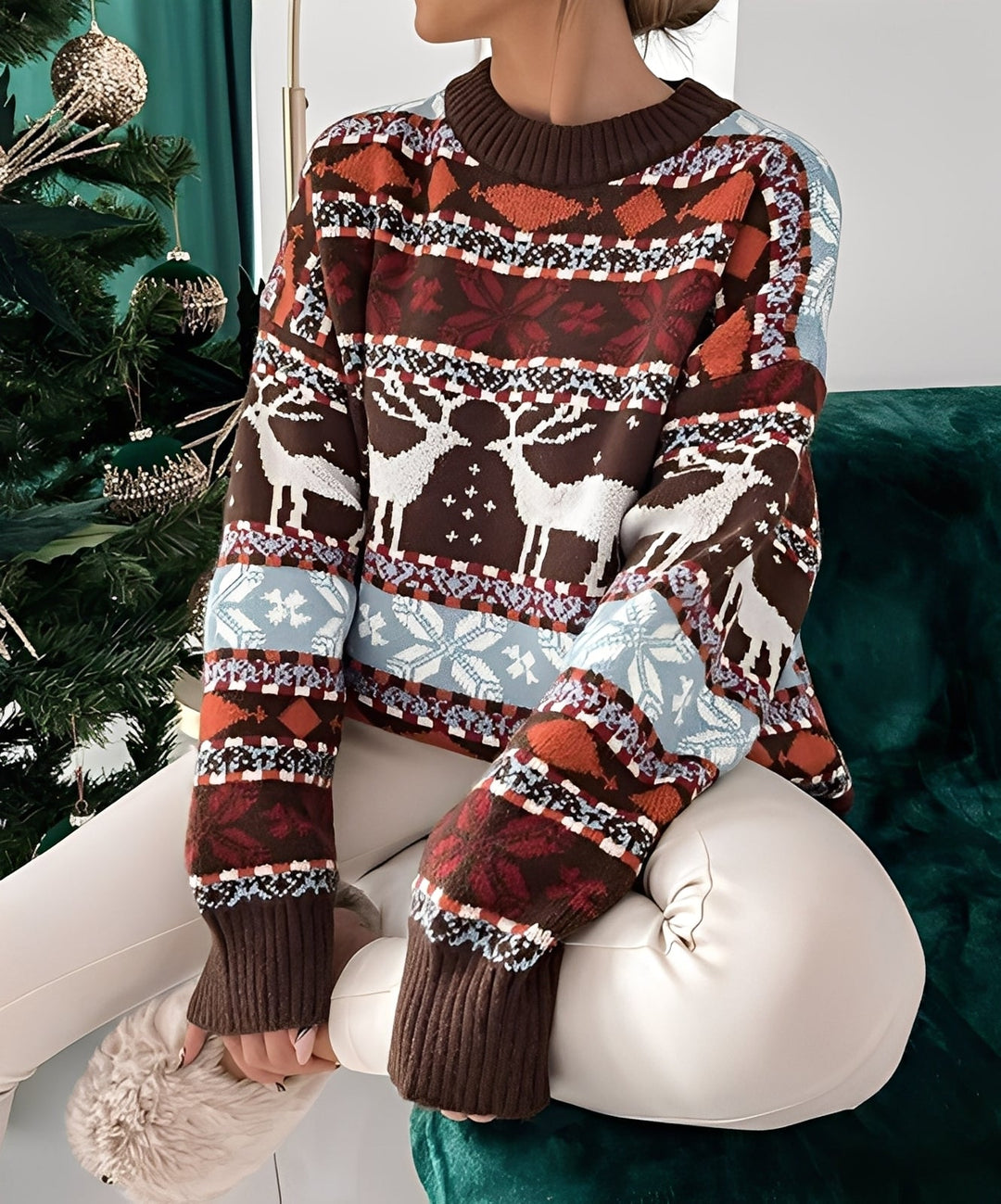 Damen Weihnachtspullover Mit Klassischem Motiv