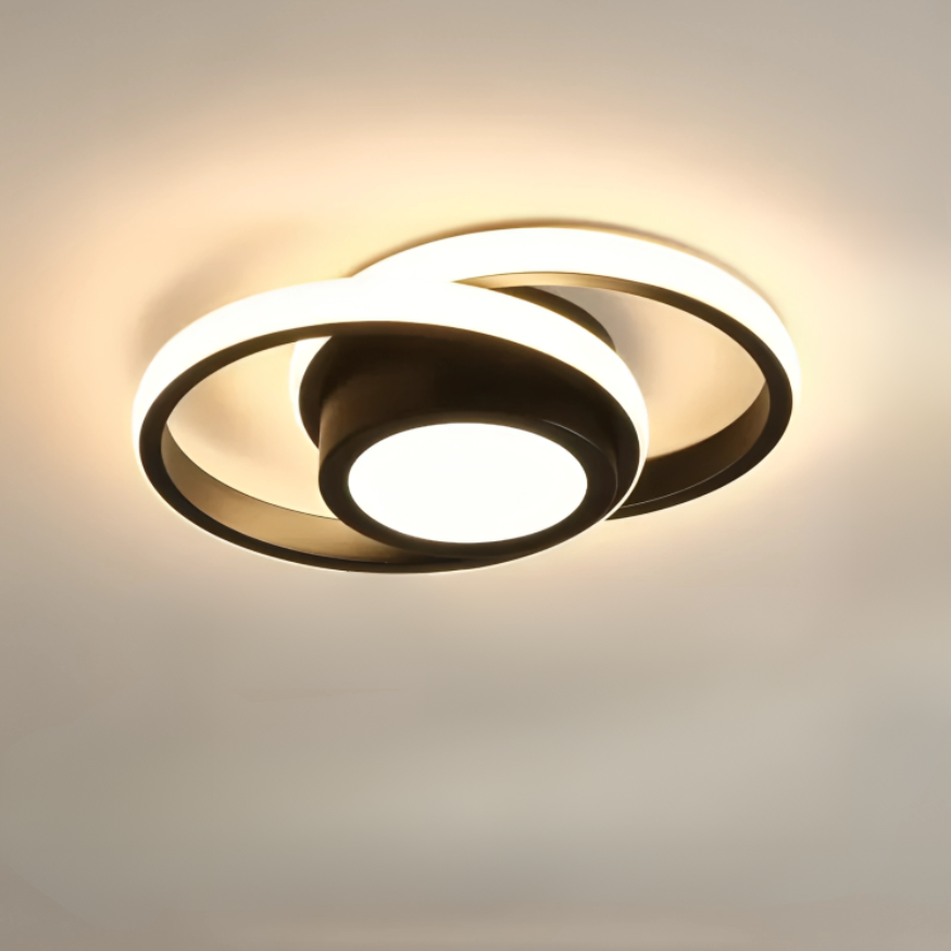 Moderne LED-Deckenleuchte mit kreativem 2-Ring-Design für Flur und Büro