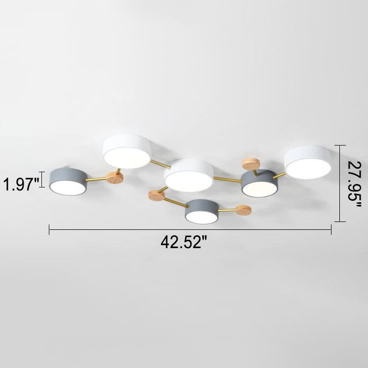 Skandinavische LED Deckenleuchte aus Holz und Metall