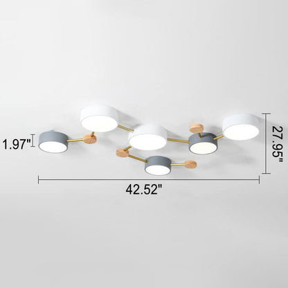 Skandinavische LED Deckenleuchte aus Holz und Metall