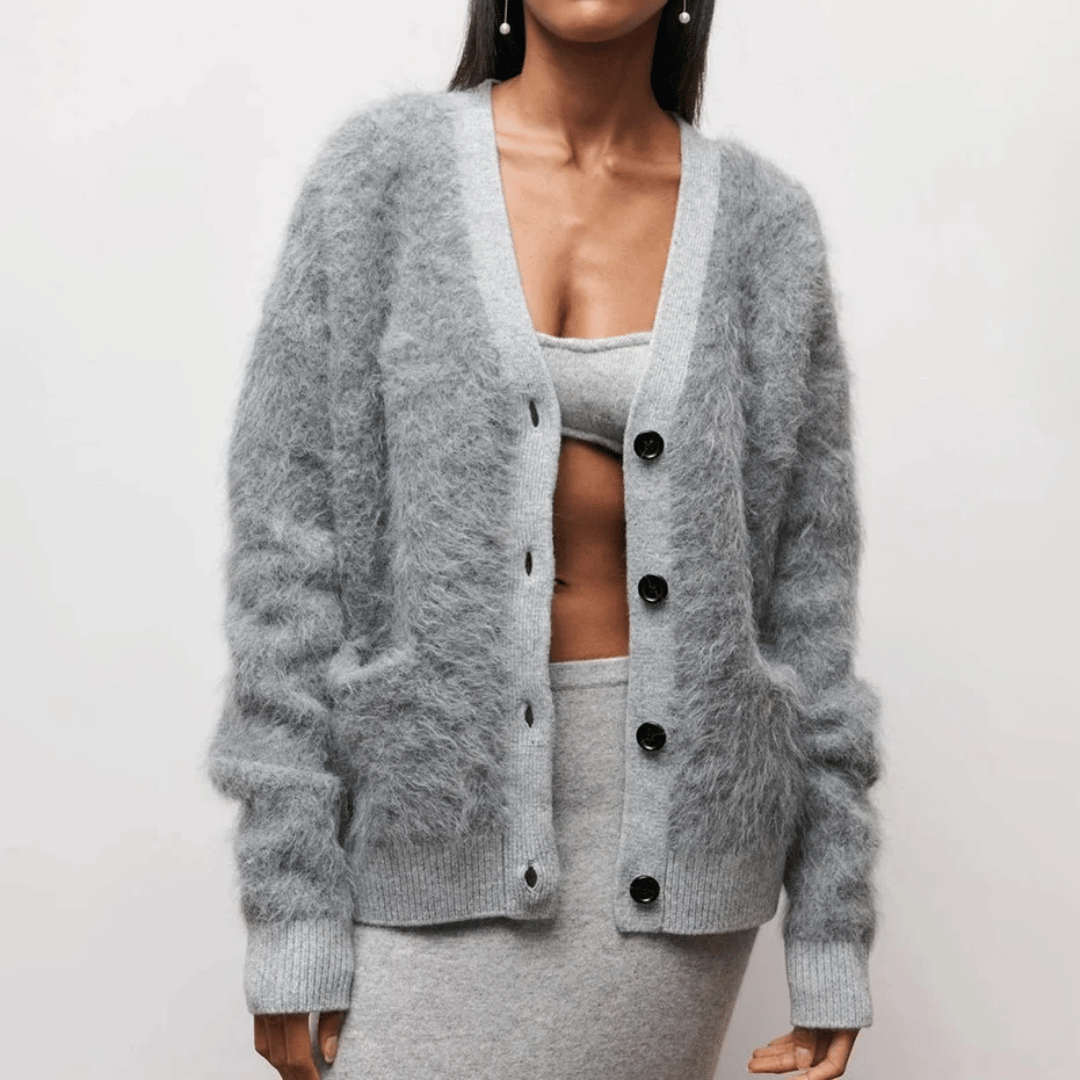 Damen Cardigan Mit V Ausschnitt Und Knopfleiste