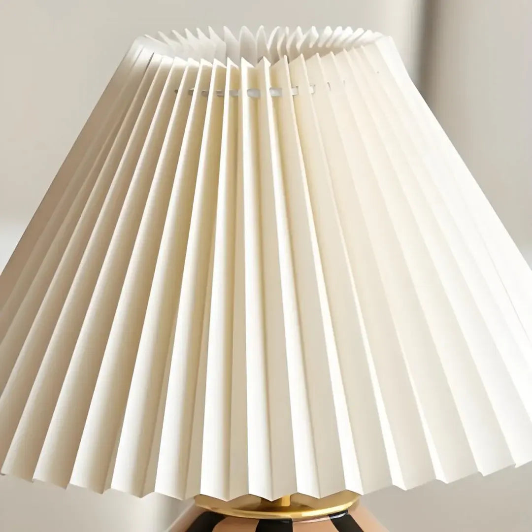 Table Lamp Pleated Fabric Mid Century Design