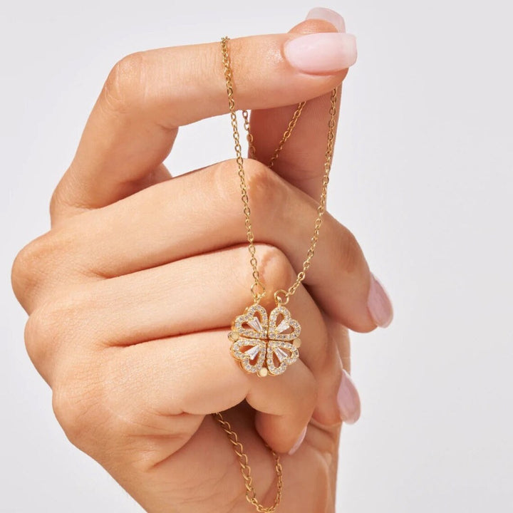 Halskette 2-in-1 mit Herz und Kleeblatt für Damen