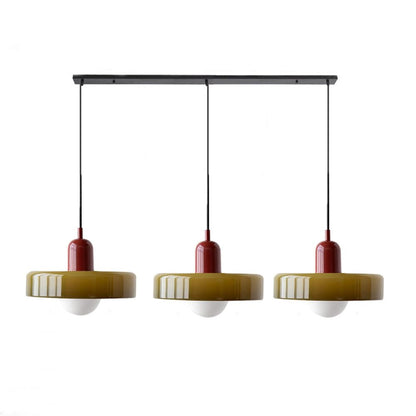 LED Pendelleuchte mit farbigen Glasschirmen für Wohnzimmer und Esszimmer