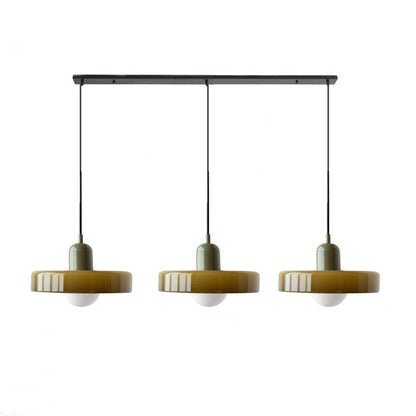 LED Pendelleuchte mit farbigen Glasschirmen für Wohnzimmer und Esszimmer