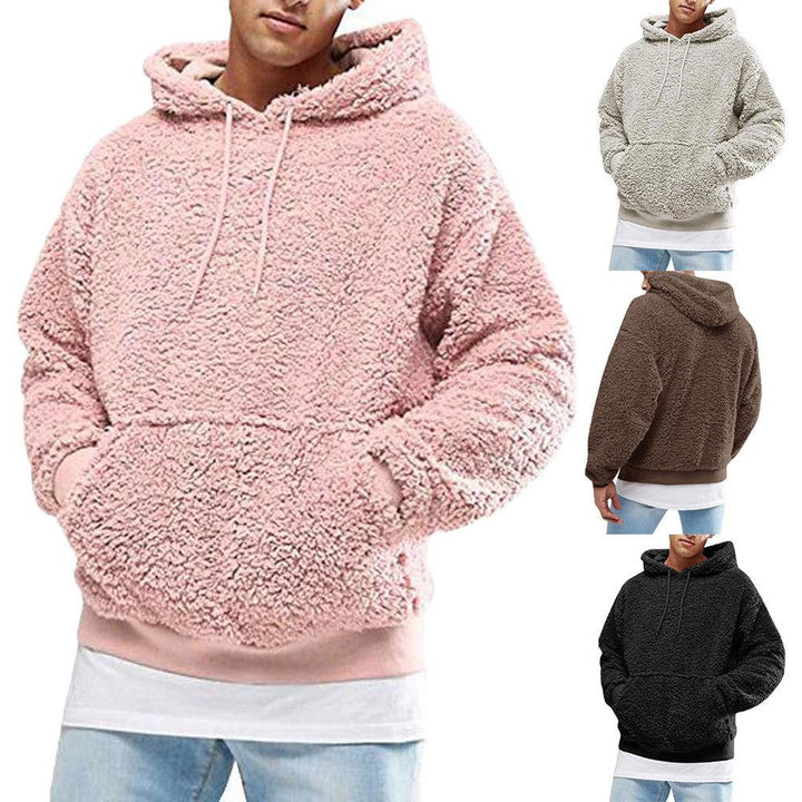 Herren Teddy Hoodie Mit Flauschiger Textur