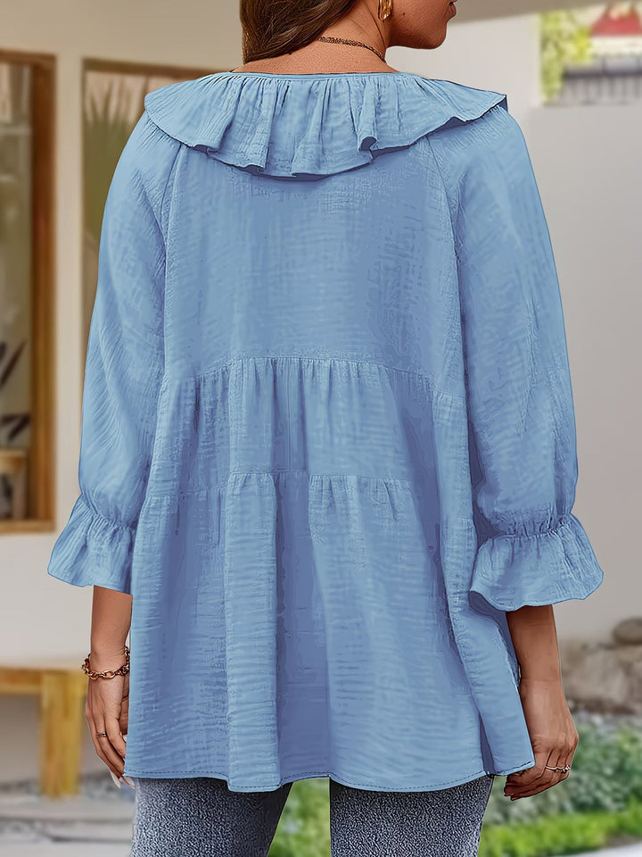 Elegant Ruffled Neckline Blouse for Women