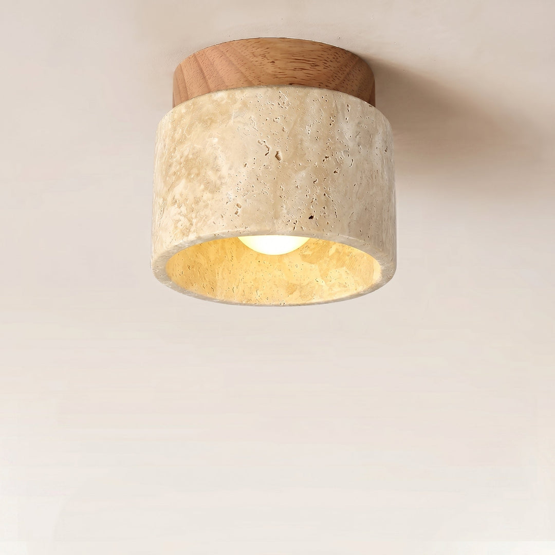 Deckenleuchte Aus Gips Und Holz Zur Aufbaumontage