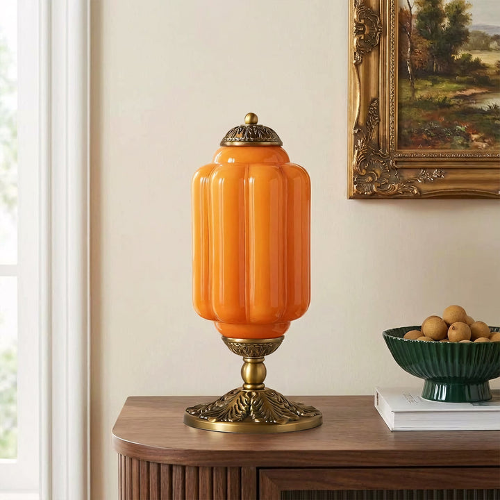 Table Lamp Glass Textured Cream Retro Design