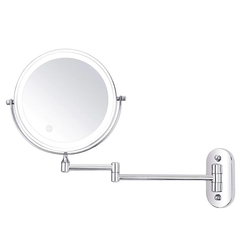 LED Schminkspiegel mit Vergrößerung & Wandhalterung – Wiederaufladbar in Chrom Silber
