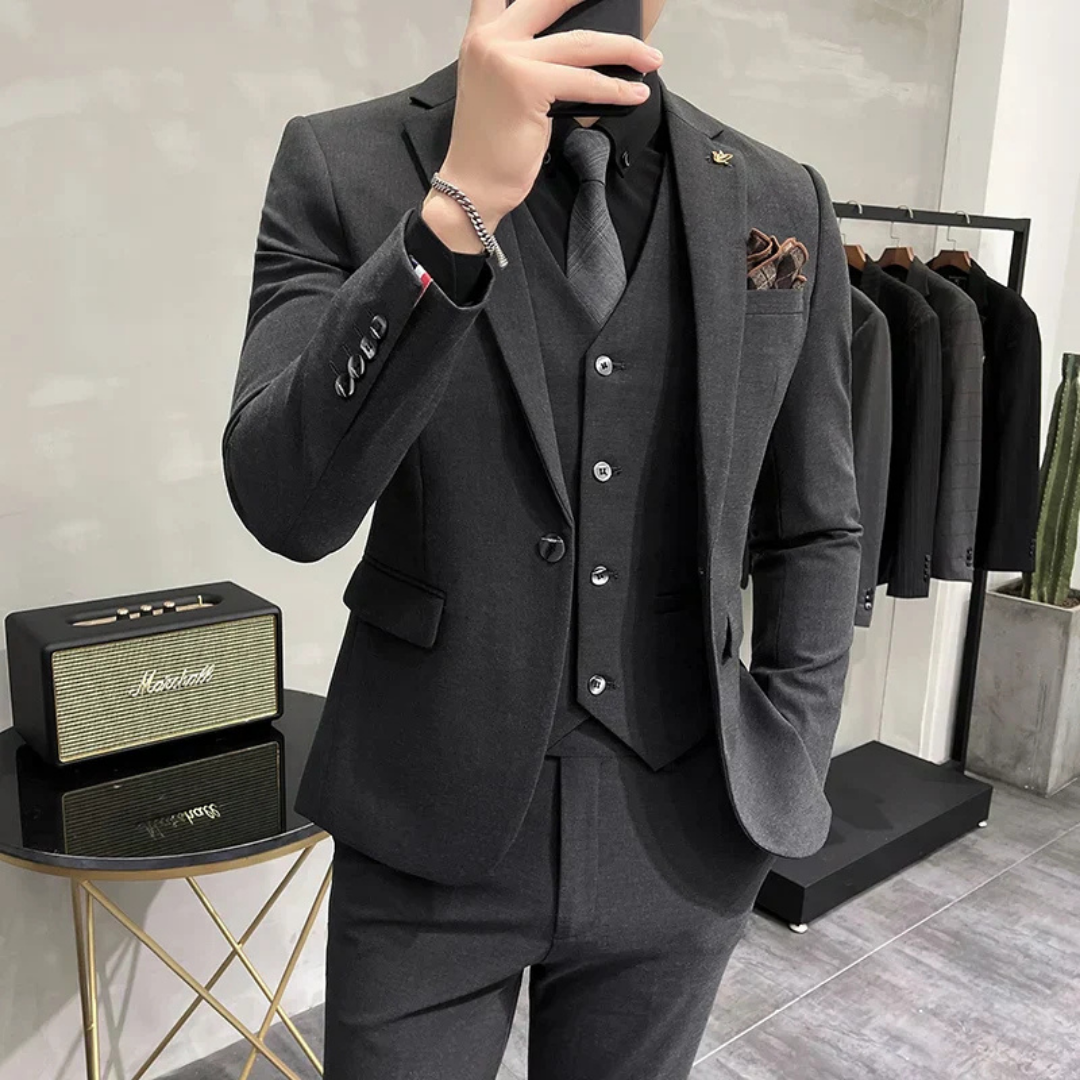 Herren Anzug Dreiteilig Slim Fit Mit Klassischem Design
