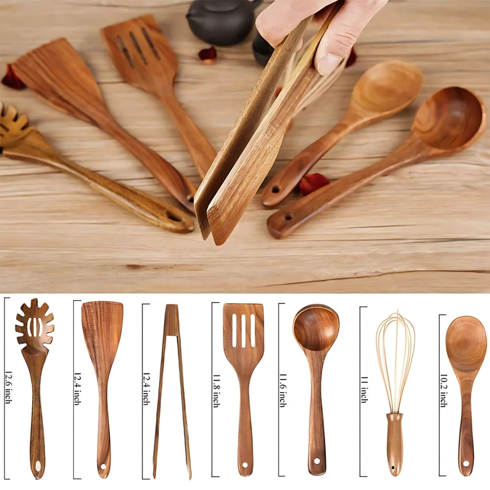 Hitzebeständiges Kochutensilien Set aus Holz für die Küche