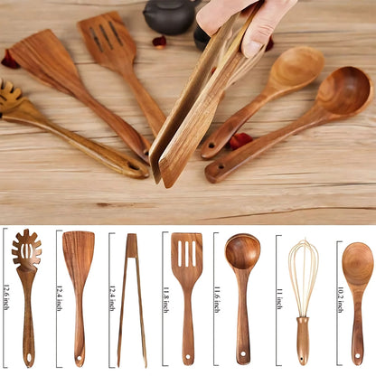 Hitzebeständiges Kochutensilien Set aus Holz für die Küche