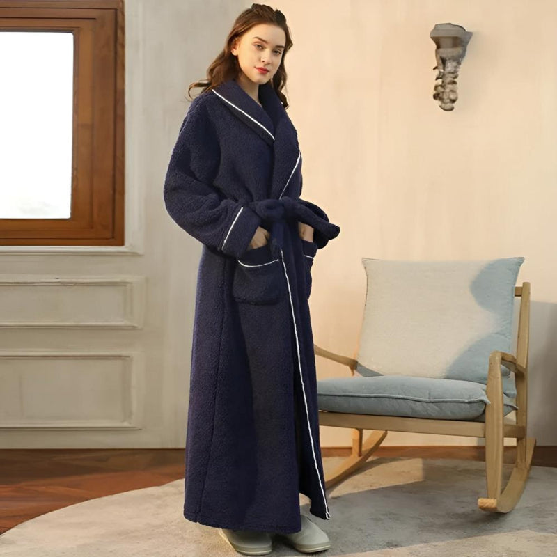 Bademantel mit Schalkragen – Fleece Morgenmantel für Damen und Herren
