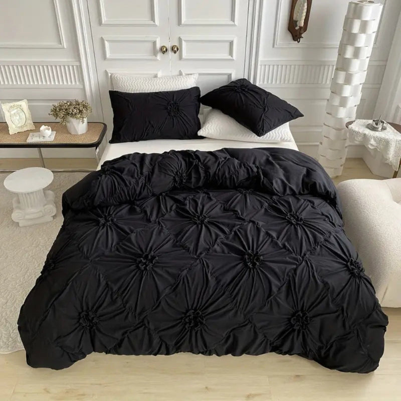Bettwäsche Set mit Faltenblüten – Duvet Cover Set mit Rüschen-Optik