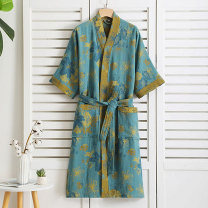 Weicher bedruckter Bademantel mit Retro-Muster