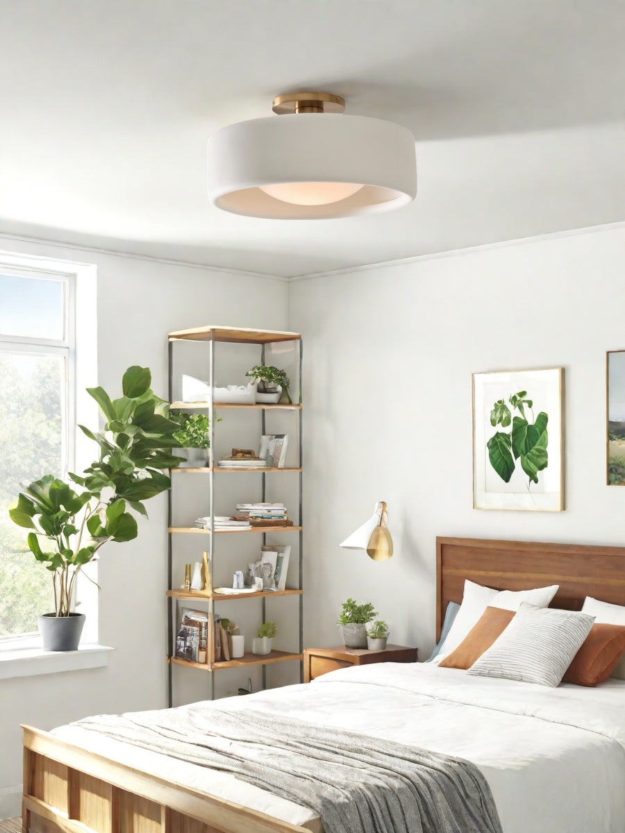 Porzellan Deckenleuchte – Moderne Flush Mount Lampe mit Metallbasis