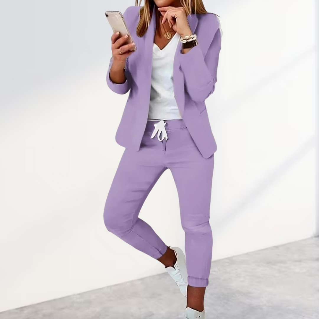 Damen Blazer Set Mit Hose Im Modernen Stil