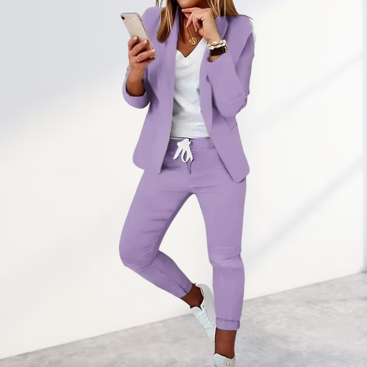Damen Blazer Set Mit Hose Im Modernen Stil
