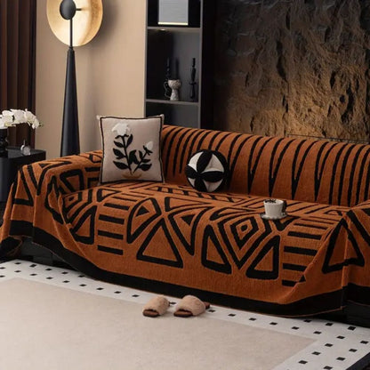 Sofahusse mit Labyrinthmuster – Velours Überwurf für modernen Schutz