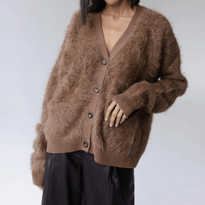 Damen Cardigan Mit V Ausschnitt Und Knopfleiste