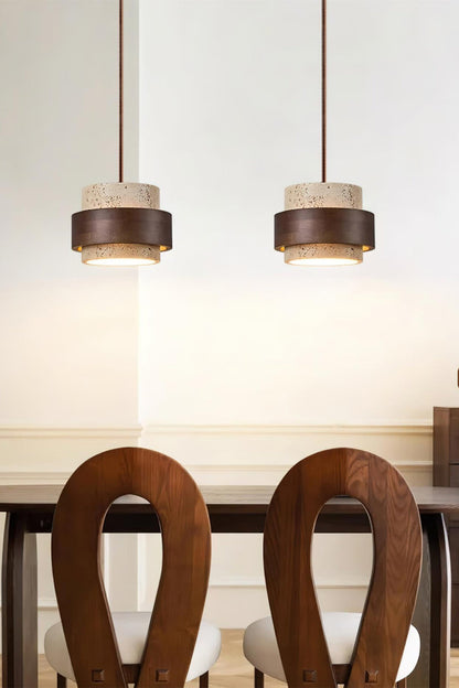 Zylindrische Travertin Pendelleuchte – Modernes Design mit natürlicher Steinstruktur
