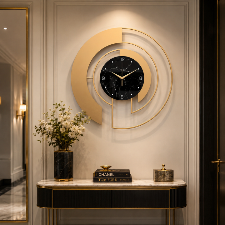 Metall-Wanduhr Rund Geometrisch Lautloses Uhrwerk