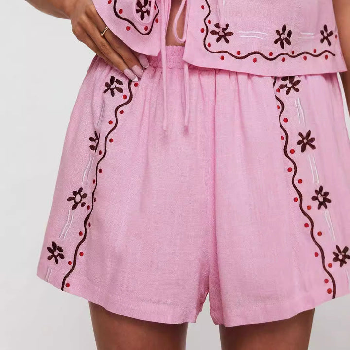 Women’s Floral Embroidered Two-Piece Summer Set