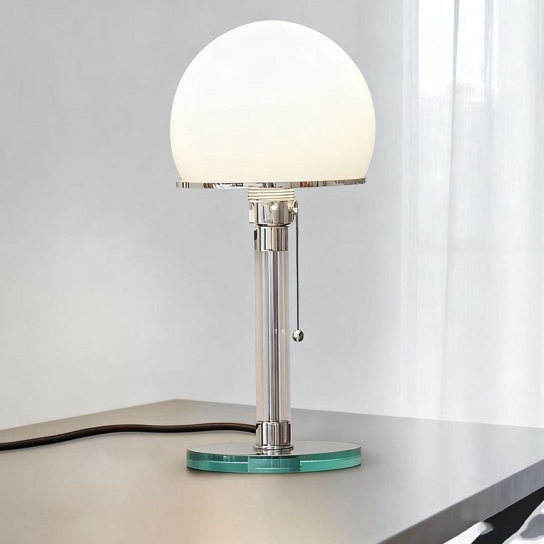Table Lamp Glass Bauhaus Design With Pull Switch